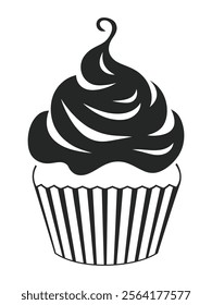 Cupcake silhouette vector illustration on white background.