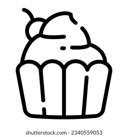 Cupcake Simple Line Icon Symbol Logo