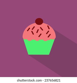 Cupcake. Single flat color icon.