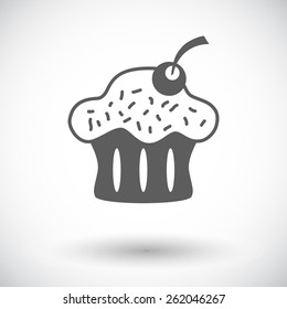 Cupcake. Single flat icon on white background. Vector illustration.