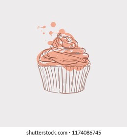 cupcake sketch theme vector art illustration