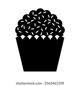 cupcake sprinkles black silhouette vector illustration on white background.
