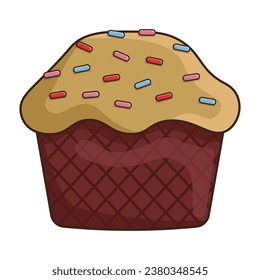 Cupcake with sprinkles icon in cartoon style on a white background vector illustration