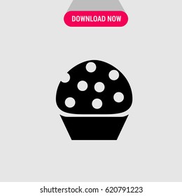 Cupcake with Sprinkles Vector Icon, The symbol of cookie. Simple, modern flat vector illustration for mobile app, website or desktop app  