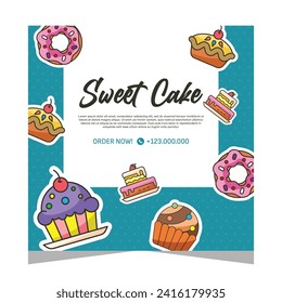 Cupcake square flayer template or social media post