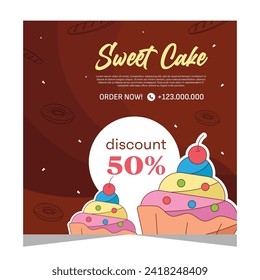 Cupcake square flayer template or social media post