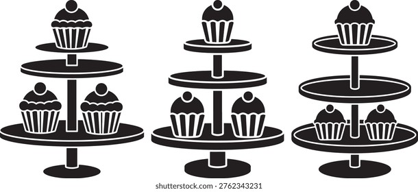 Cupcake stands with cupcakes dessert display for parties and celebrations