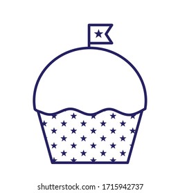 Cupcake with stars line style icon design, Muffin dessert sweet bakery sugar pastry and food theme Vector illustration