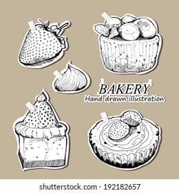 cupcake sticker hand drawn illustrations
