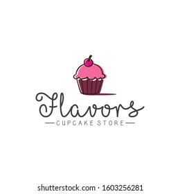 Cupcake store logo design inspirations, various flavors cupcake
