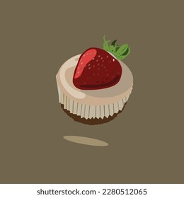 cupcake with strawberries. bakery vector.