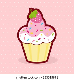 Cupcake with strawberry