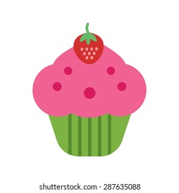 Cupcake, strawberry, cake icon vector image. Can also be used for sweets and confectionery. Suitable for use on web apps, mobile apps and print media.