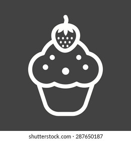 Cupcake, strawberry, cake icon vector image. Can also be used for sweets and confectionery. Suitable for use on web apps, mobile apps and print media.