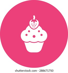 Cupcake, strawberry, cake icon vector image. Can also be used for sweets and confectionery. Suitable for use on web apps, mobile apps and print media.