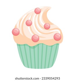 cupcake with strawberry chips icon isolated