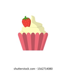 Cupcake strawberry color icon. Simple line, outline vector of fast foot icons for ui and ux, website or mobile application