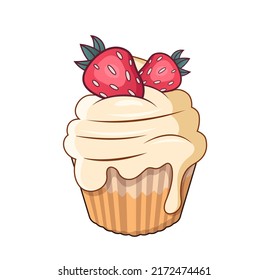 Cupcake. Strawberry and cream cupcake.