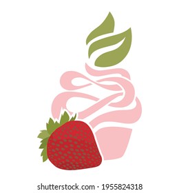 cupcake with strawberry fruit, vector