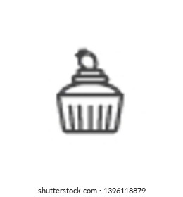 Cupcake with strawberry line icon. linear style sign for mobile concept and web design. Muffin cake outline vector icon. Dessert food symbol, logo illustration. Pixel perfect vector graphics