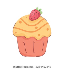 Cupcakes mit Erdbeeren auf Weiß