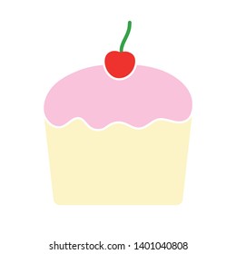 Cupcake with strawberry vector icon. filled flat sign for mobile concept and web design. Muffin cake glyph icon. Dessert food symbol, logo illustration. Pixel perfect vector graphics 