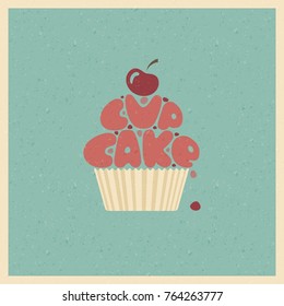 Cupcake. Stylized vector image. Logo in vintage style