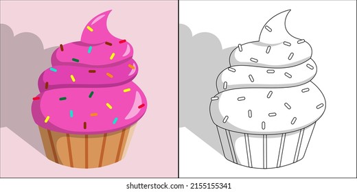 Pastel adecuado para la ilustración vectorial de página de coloreado infantil