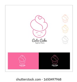 CupCake Sweet Bakery Logo Template. Cute cake girl.