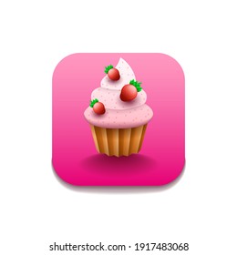 Cupcake Sweet Birthday Logo Vector Symbol Icon Design Style