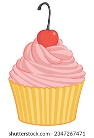 Cupcake Sweet Cherry Muffin Pastry Cartoon