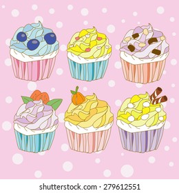 Cupcake sweet color cartoon