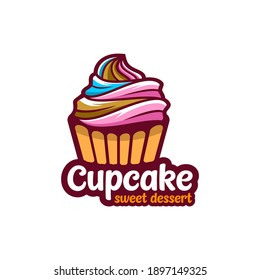 cupcake sweet dessert vector logo icon