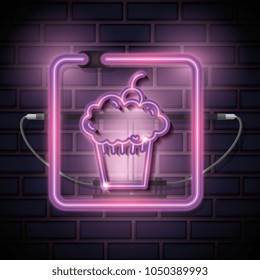 cupcake sweet neon label