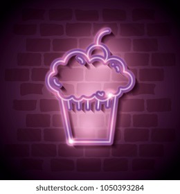 cupcake sweet neon label