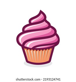 Cupcake For Sweet Tooth Person. Logo For Cake Shop, Bakery Shop. 