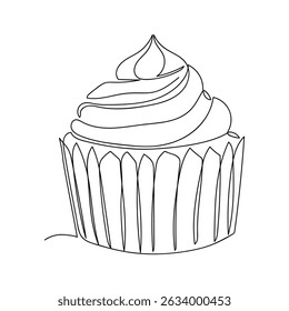 Cupcake with swirl icing presented on a plain background for minimalistic design appeal