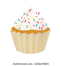 Cupcake swirl topping vector drawing illustration flat design sprinkles pastry