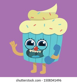cupcake talking on the telephone
