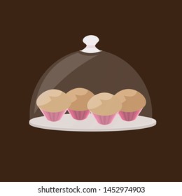cupcake tasty muffin cake in plate sweet bakery dessert flat