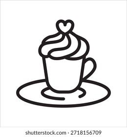 Icono de línea simple de la taza de té de la magdalena