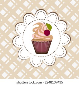 Cupcake Template, Cupcake Bakery Brochure, Cupcake Shop Menu Design, Restaurant Banner with illustration of fresh sweet cupcakes on stylish background.