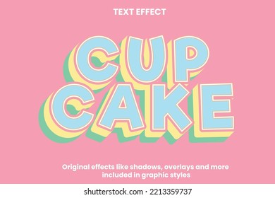 cupcake text effect editable design vector