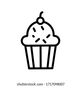 Cupcake thin line icon isolated on white background EPS Vector