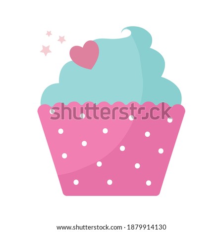 cupcake topped with blue frosting vector illustration design