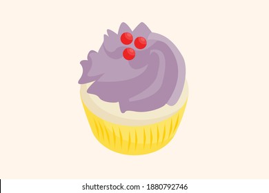 Cupcake Topped with Cream Berries
