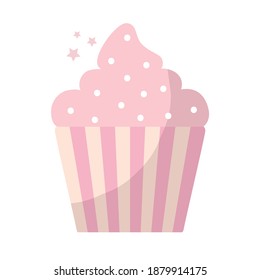 cupcake topped with pink and sprinkles frosting vector illustration design