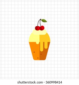 Cupcake with topping and cherry