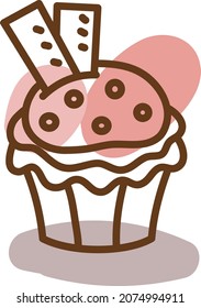 Pastel con topping, ilustración, vector, sobre fondo blanco.