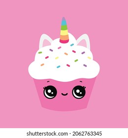 Cupcake Unicorn Kuchen Muffin süße Porträt Geburtstagsfeier süße Kinder Nachtisch glückliches Lächeln